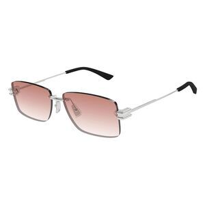 Bottega Veneta Sunglasses Rectangle Rimless, Silver Frame and Red Gradient Lens